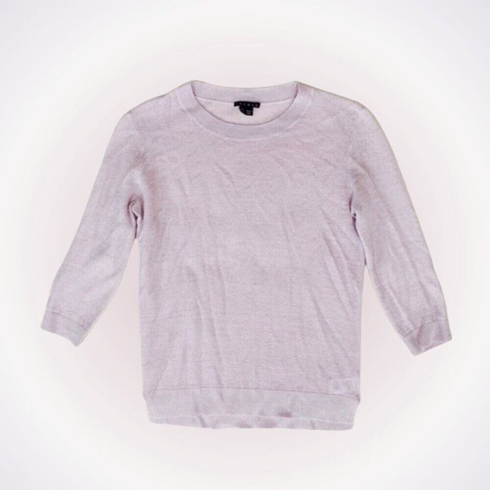Theory thin knit lilac crewneck 3/4 sleeve sweater | Sz S